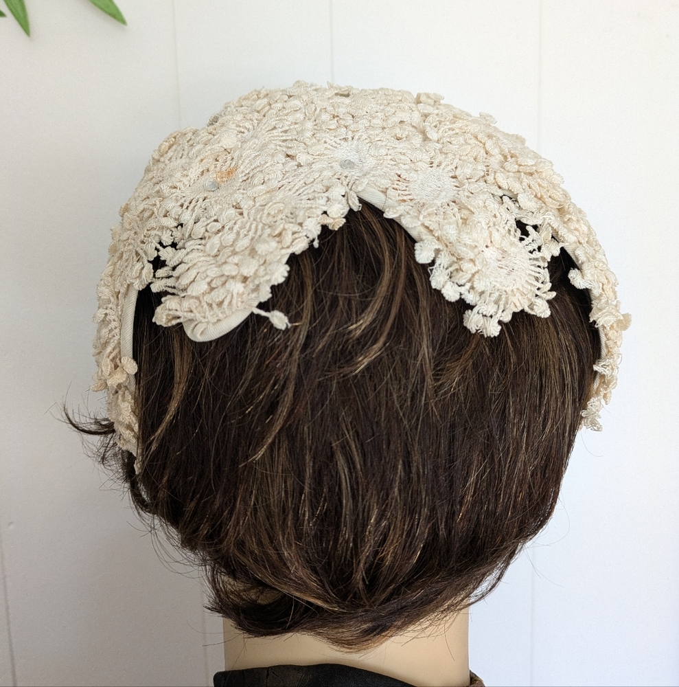 Vintage Lace Floral Headpiece, Unique Bridal or Formal Accessory